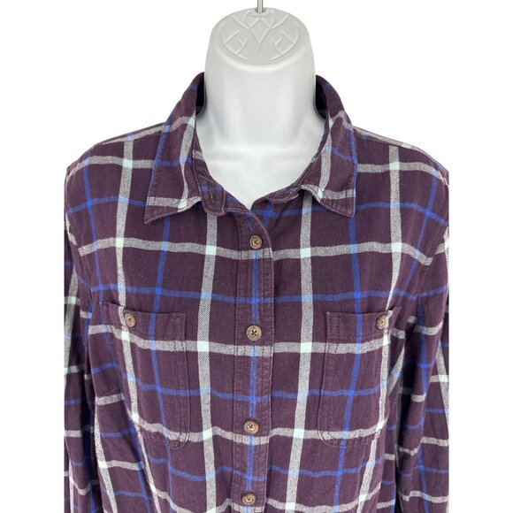 Duluth Trading Co Women's Long Sleeve Free Swingin' Flannel Shirt  Size L - Picture 2 of 11